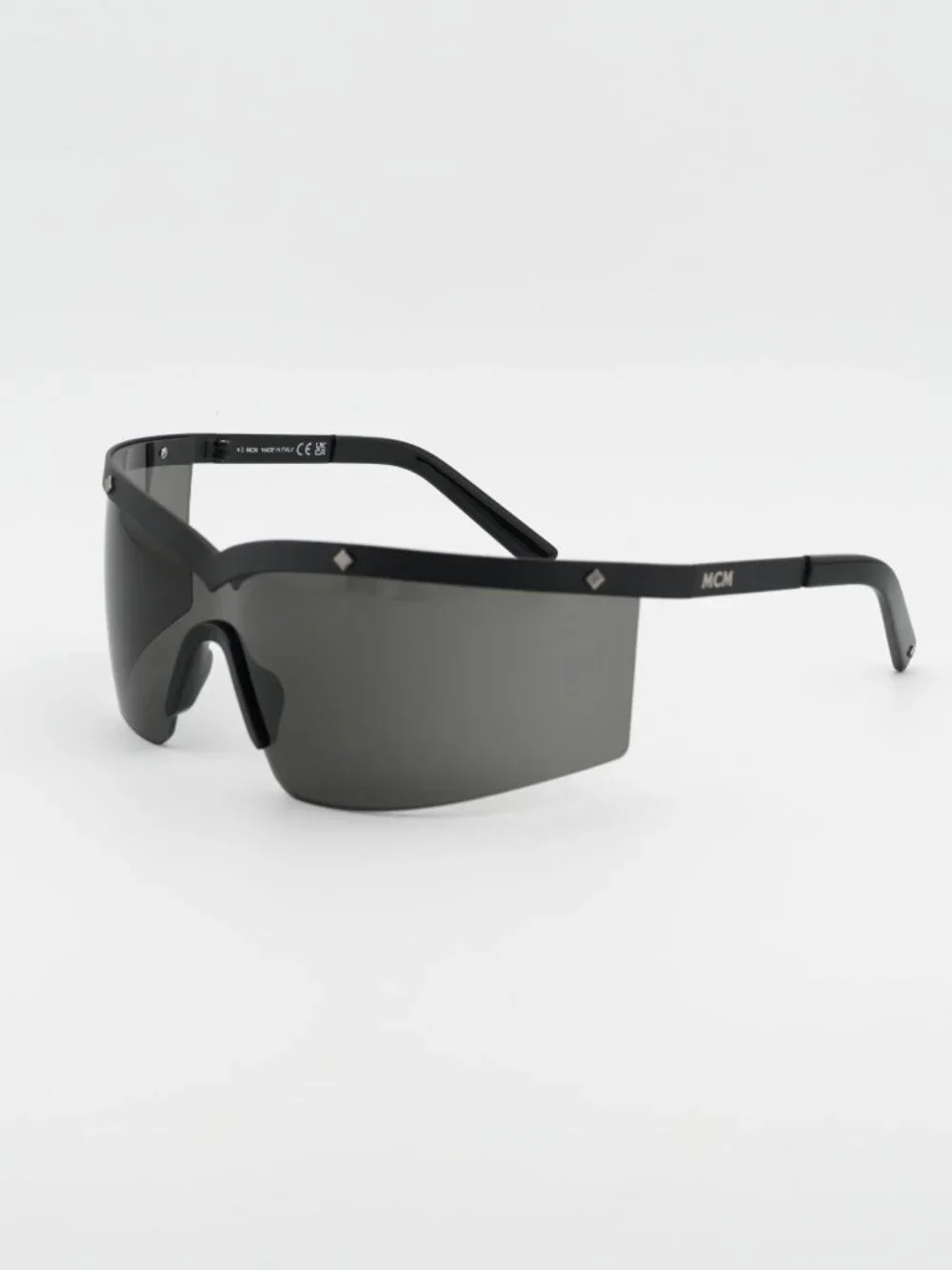 MCM MW0016 02A Sunglasses Black Shield Frame, Smoke Lenses